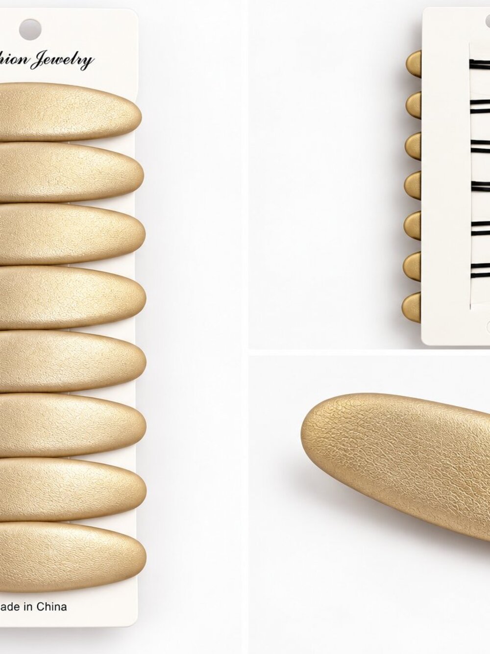8 Pack Gold Oval Hair Clips Minimalist Snap Barrettes Set